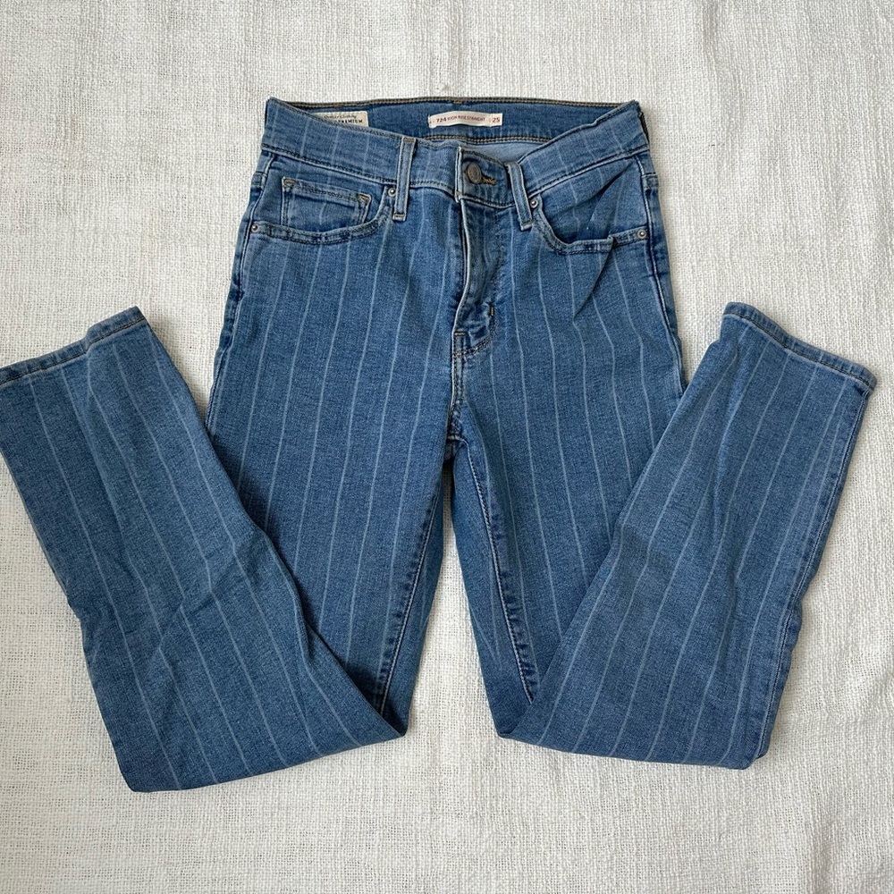 Levi’s straight leg pinstripe jeans
